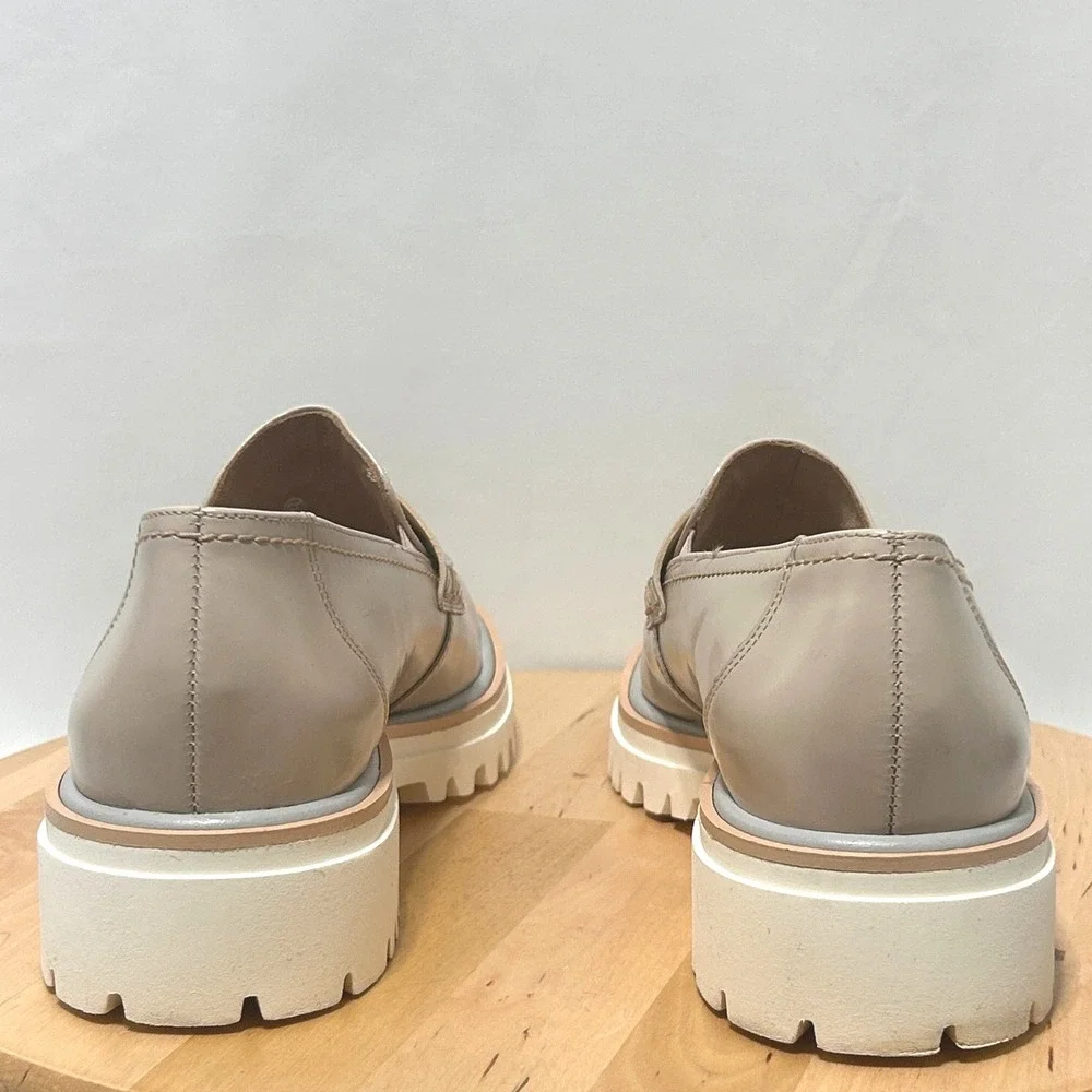 Paul Green Lillian Penny Leather Biscuit Brushed Almond Toe Loafers - Size 7.5
